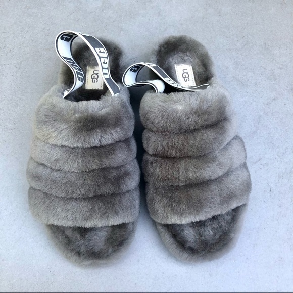 UGG Fluff Yeah gray slide Sandals size 9 NEW - Picture 4 of 7